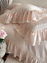 Pink Mist Romance Frill Bedding Set