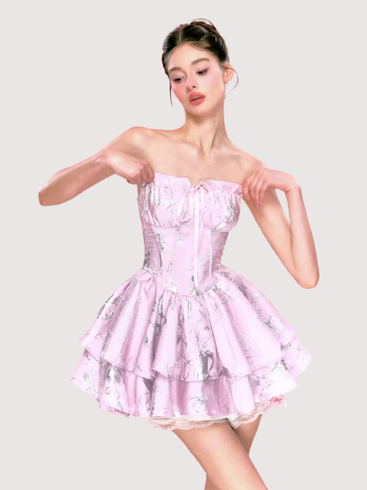 Silver Bloom Corset Dress