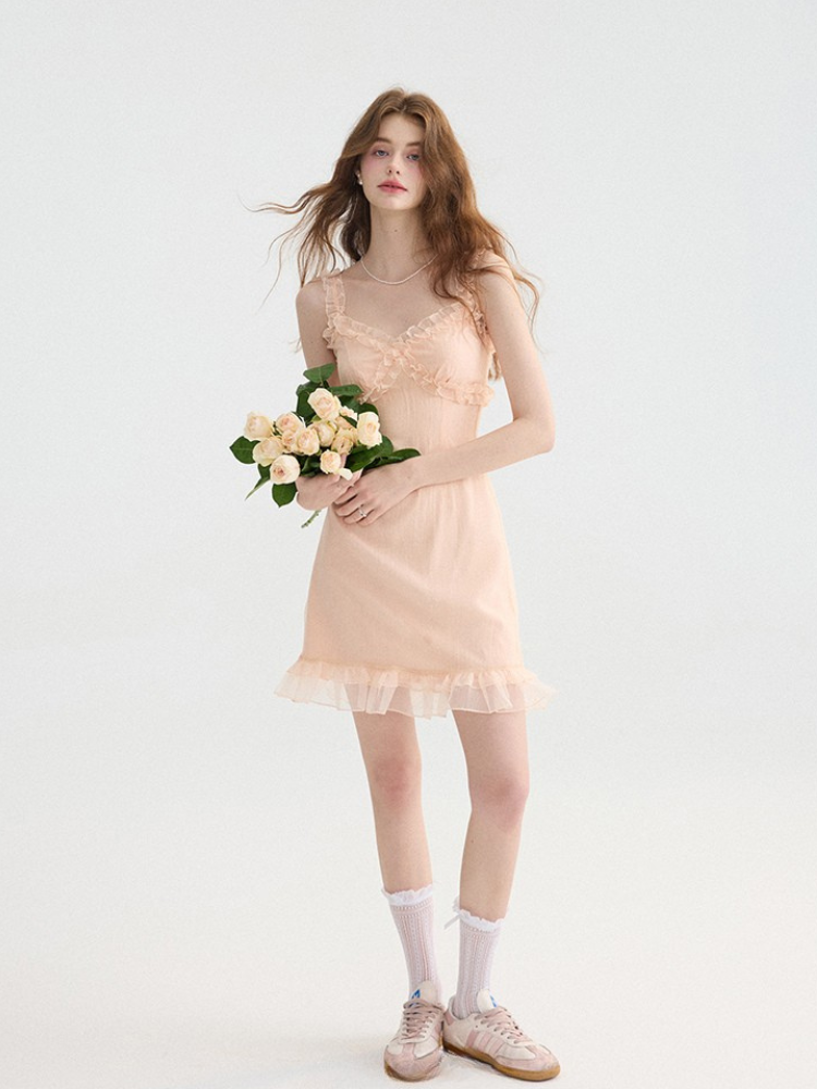 Peach Bloom Ruffle Dress