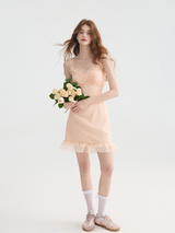 Peach Bloom Ruffle Dress