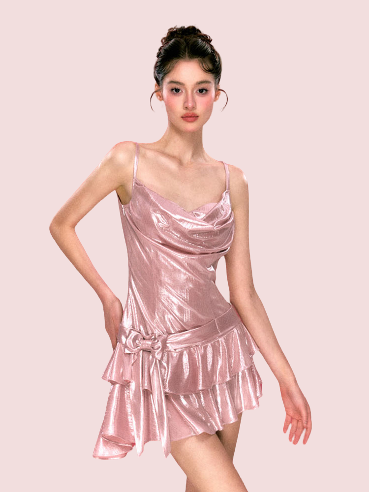 Lustrous Rose Ruffle Dress