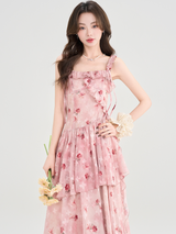 Rose Blossom Floral Tiered Dress