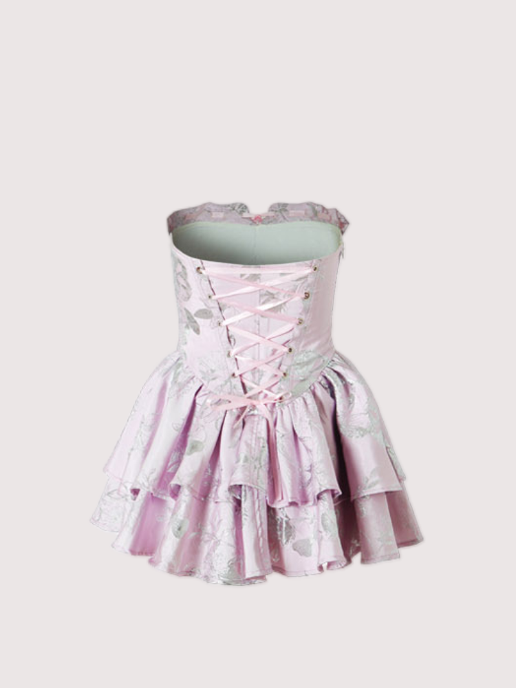 Silver Bloom Corset Dress