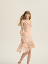 Starlit Peach Ruffle Dress