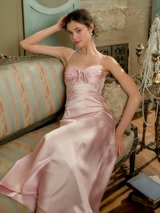 Rosé Satin Lattice Dress