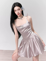 Silver Pink Glow Satin Ribbon Dress