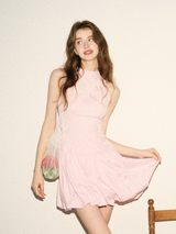 Peach Breeze Flare Mini Dress
