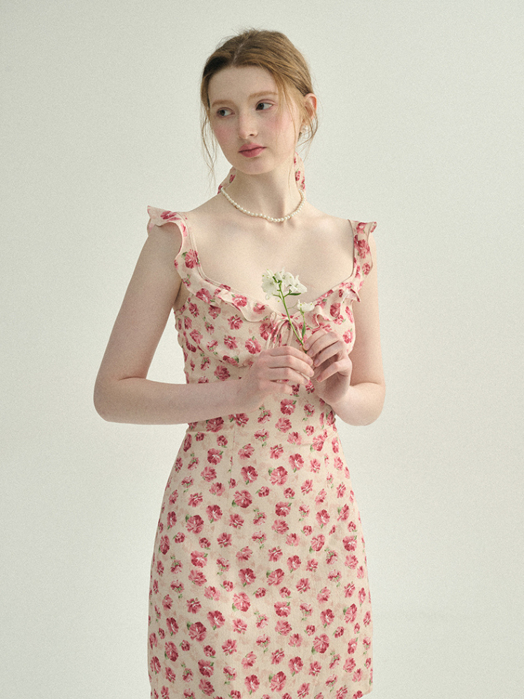Rosy Whispers Floral Dress