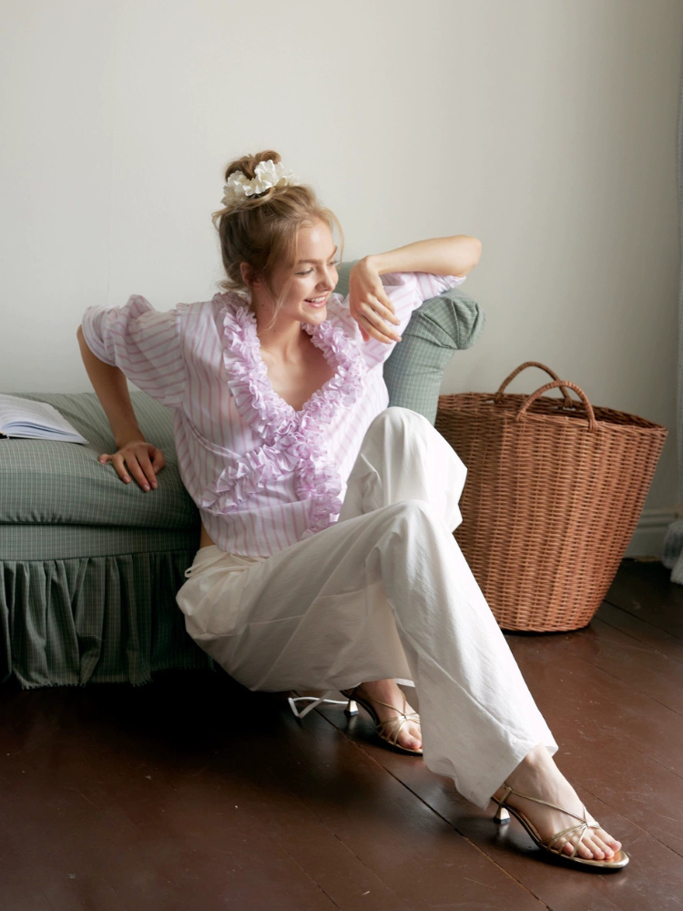 Whispering Petal Stripe Blouse