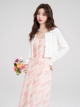Rosy Blossom Ribbon Dress