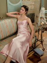 Rosé Satin Lattice Dress