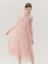 Romantic Gradient Mandarin Collar Dress