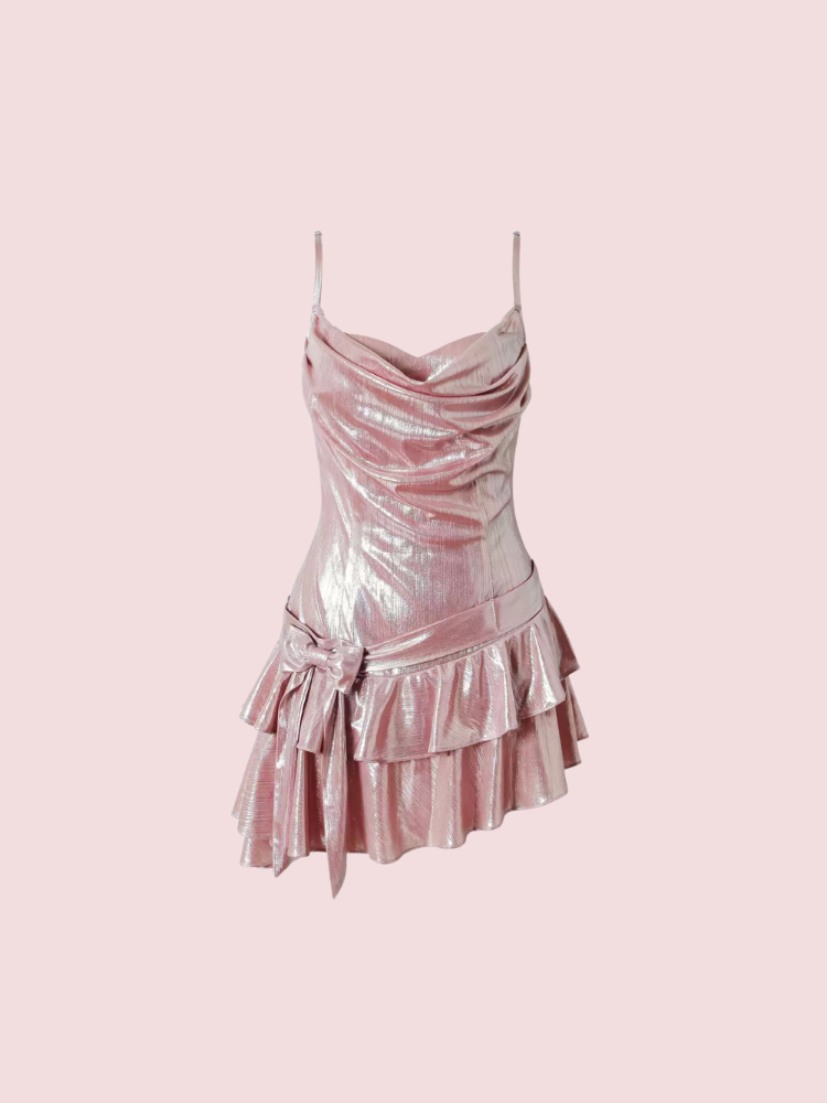 Lustrous Rose Ruffle Dress