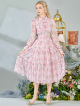 Romantic Floral Frill Long Dress