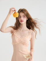 Peach Bloom Ruffle Dress