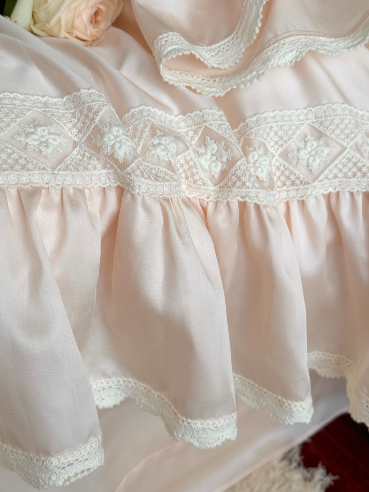 Pink Mist Romance Frill Bedding Set