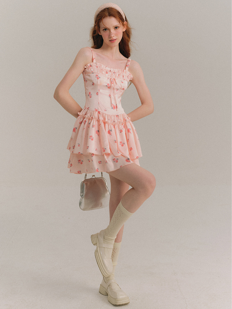 Ethereal Rosebud Tiered Dress