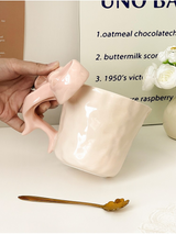 Pink Ribbon Handle Ceramic Mug