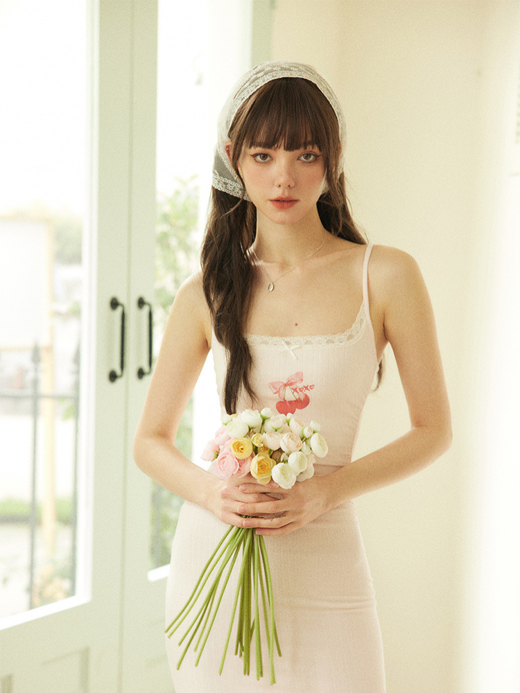 Cherry Lace Slip Dress