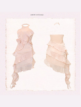 Pink Petal Asymmetrical Ruffle Dress