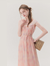 Romantic Gradient Mandarin Collar Dress