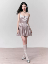 Silver Pink Glow Satin Ribbon Dress