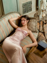 Rosé Satin Lattice Dress