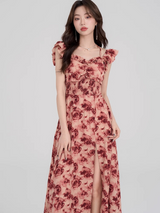 Vintage Rose Slit Maxi Dress