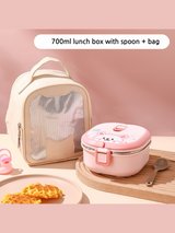 Cute Bunny Bear Insulated Stainless Steel Lunch Box with Spoon