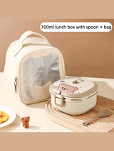 Cute Bunny Bear Insulated Stainless Steel Lunch Box with Spoon