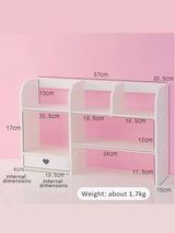 Pink Heart Bookshelf Desktop Storage Drawer Cabinet