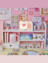 Pink Heart Bookshelf Desktop Storage Drawer Cabinet