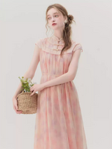 Romantic Gradient Mandarin Collar Dress