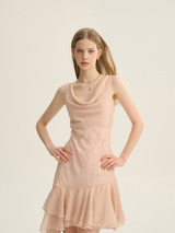 Starlit Peach Ruffle Dress