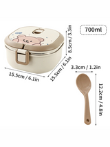 Cute Bunny Bear Insulated Stainless Steel Lunch Box with Spoon