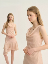 Starlit Peach Ruffle Dress
