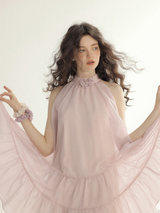 Rosette Whisper Halter Dress