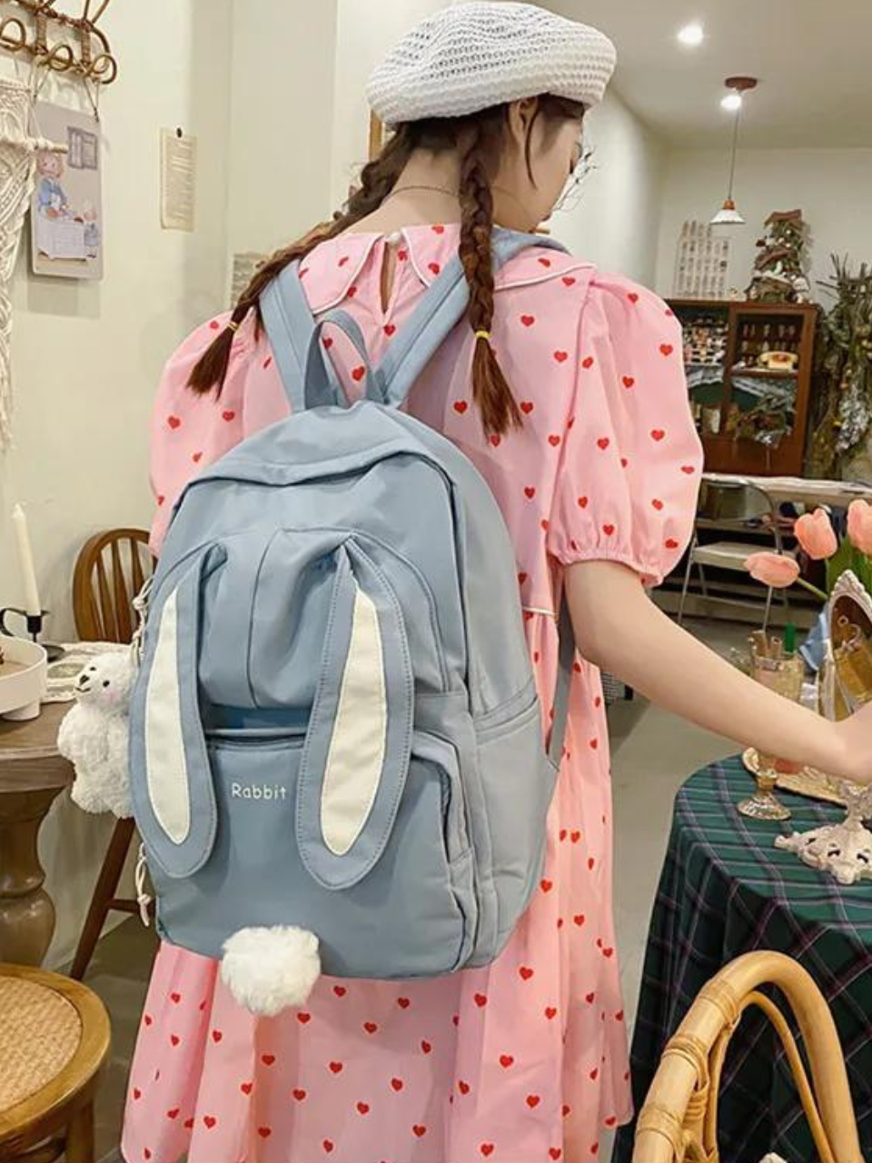 Cute Bunny School Big Backpack Bag