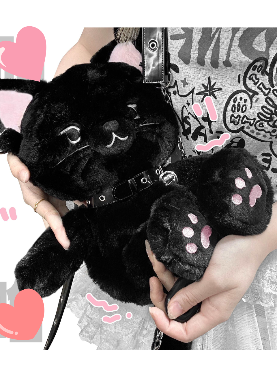 Kitten Demon Plushies Black Cat Doll Backpack Bag