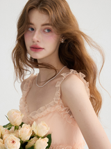Peach Bloom Ruffle Dress