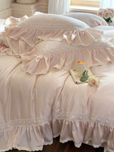 Pink Mist Romance Frill Bedding Set