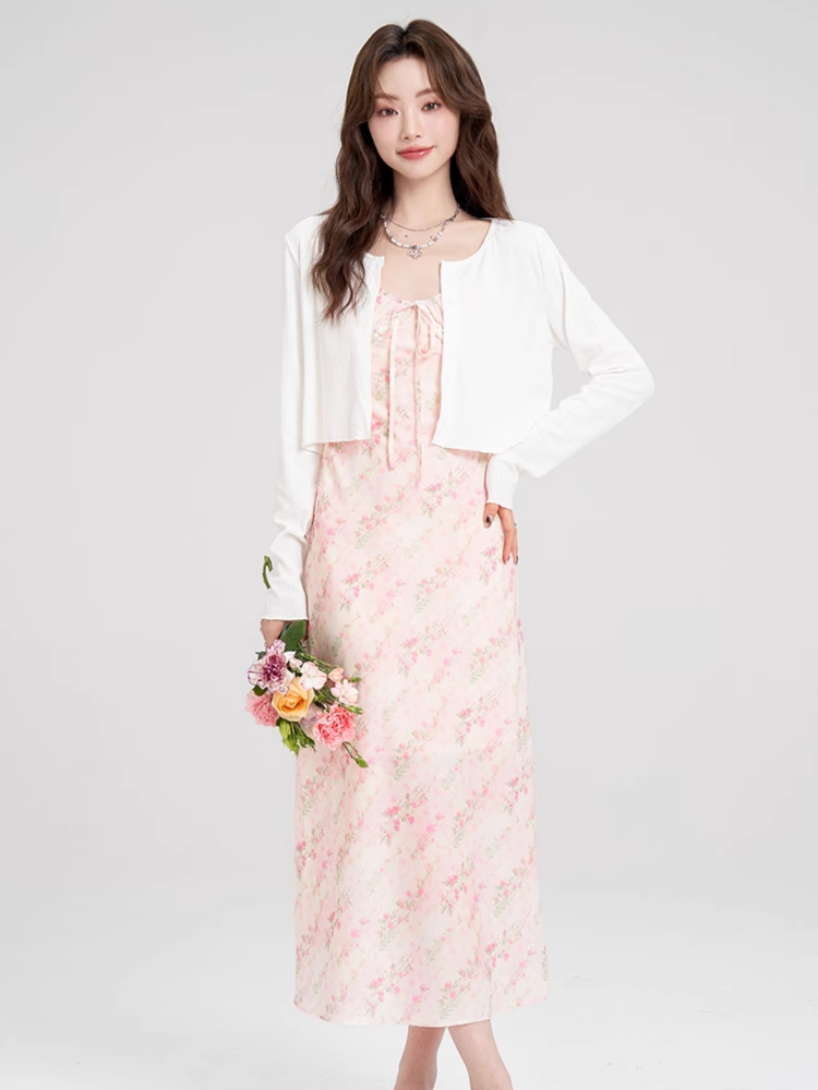 Rosy Blossom Ribbon Dress