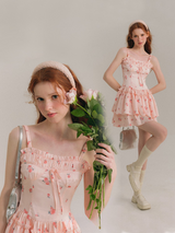 Ethereal Rosebud Tiered Dress