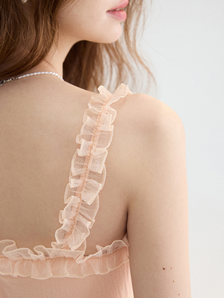 Peach Bloom Ruffle Dress