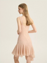 Starlit Peach Ruffle Dress
