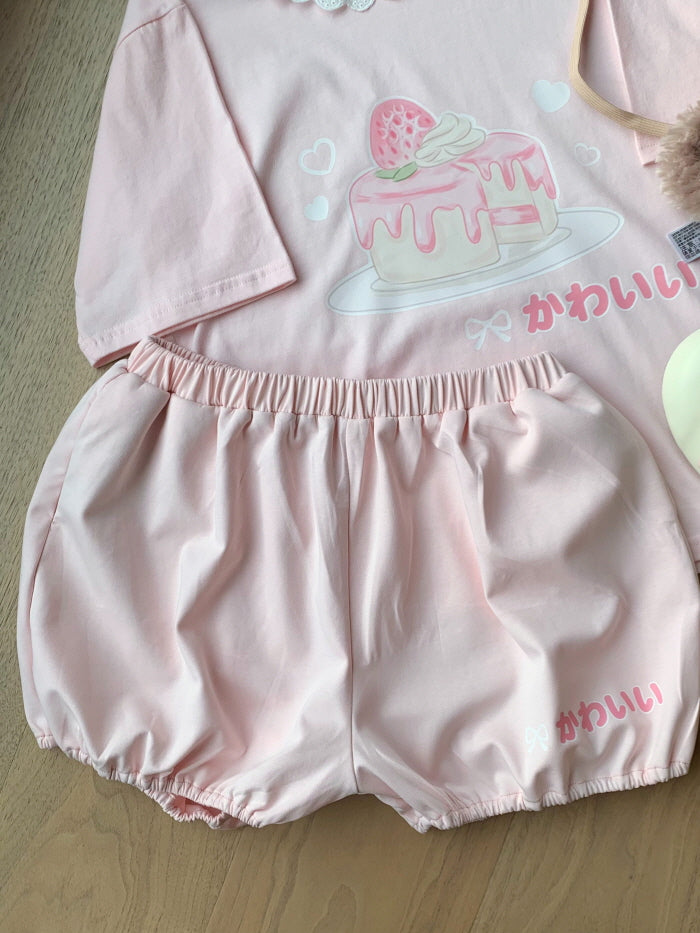 Strawberry Cake T-shirt Pants Set