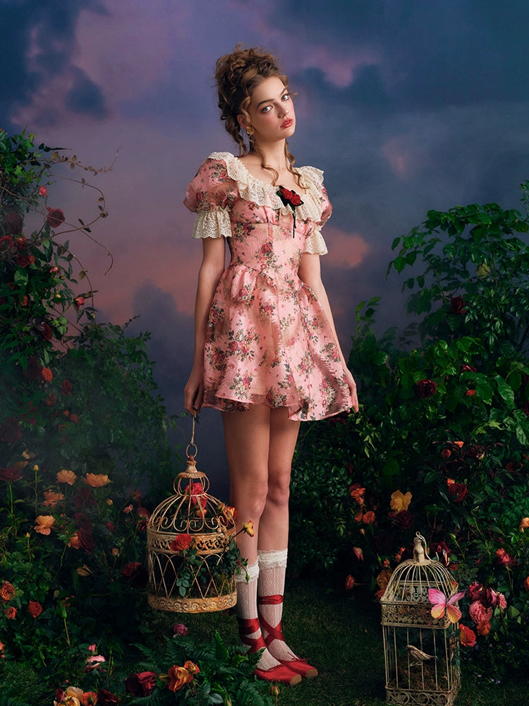 Rose Reverie Puff Dress
