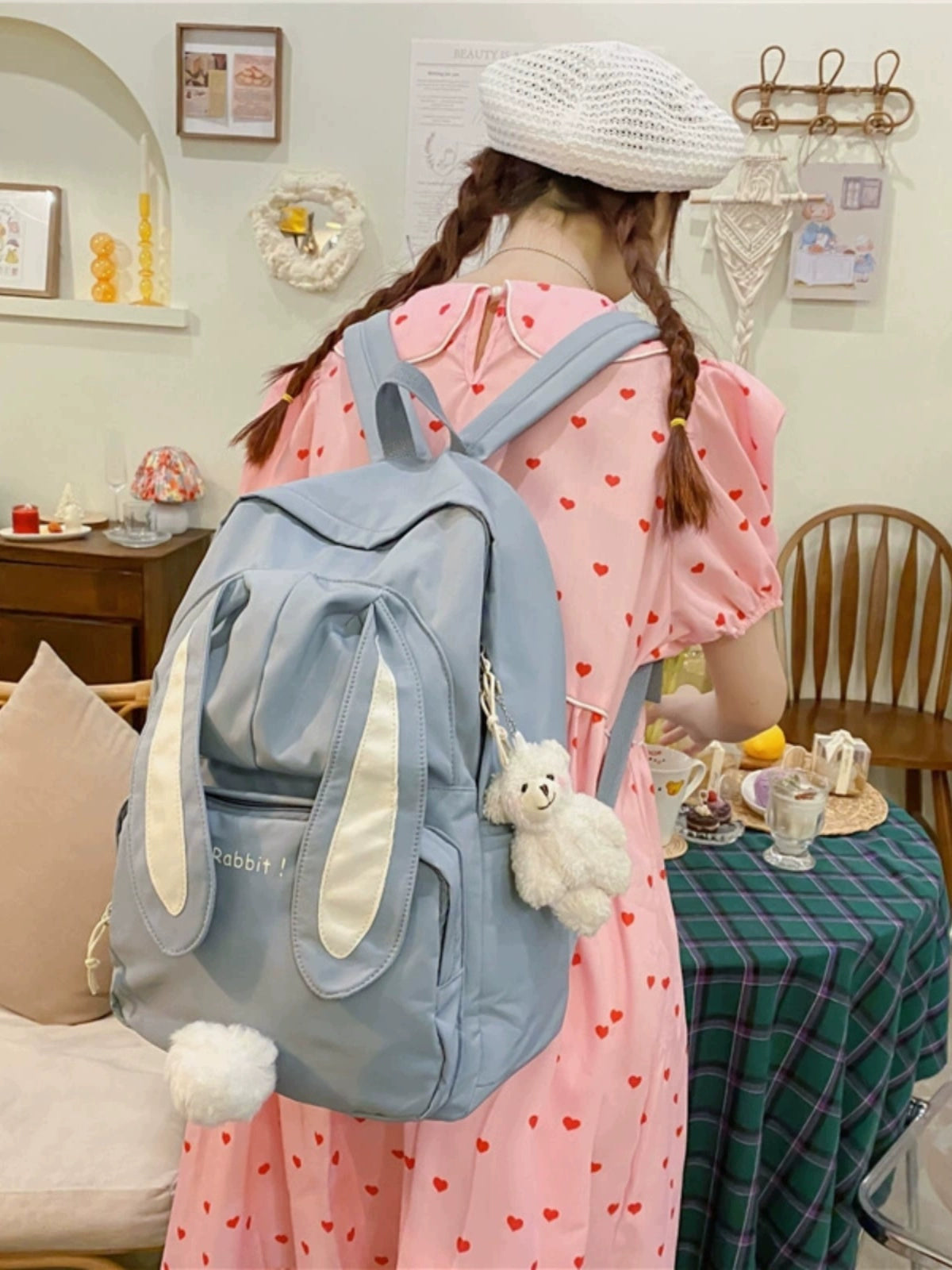 Cute Bunny School Big Backpack Bag