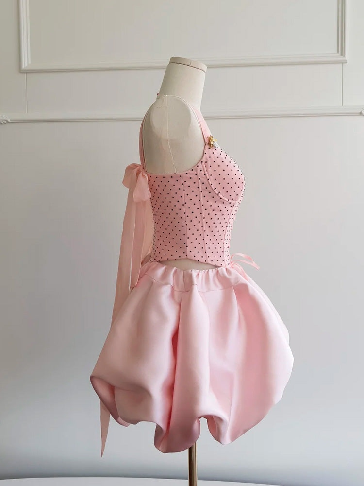 Pink Dot Bubble Bow Dress