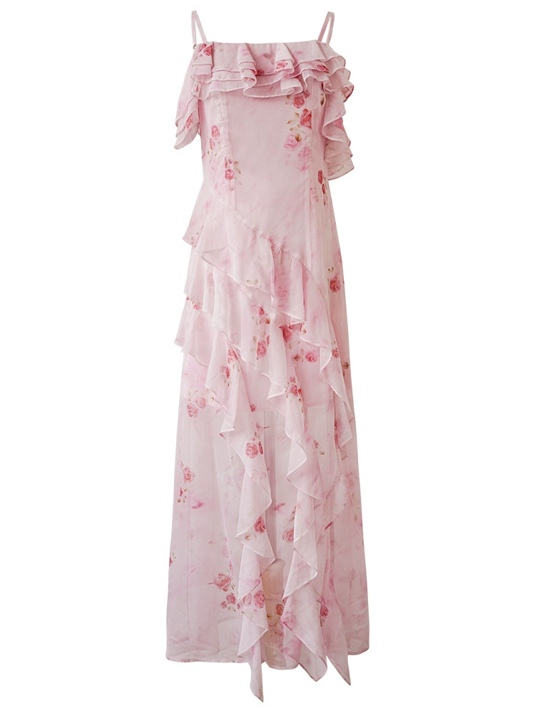 Draped Petal Waltz Dress